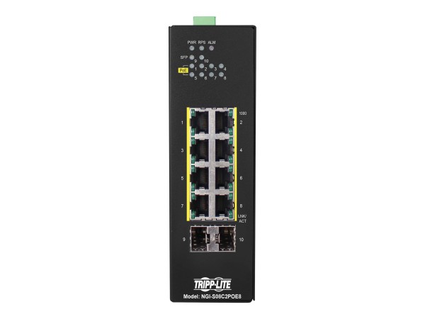 EATON TRIPPLITE 8-Port Lite Managed Industrial Gigabit Ethernet Switch - 10 NGI-S08C2POE8