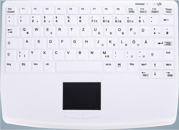 CONTOUR CONTOUR ACTIVE KEY Wireless Hygiene Notebook Style Touchpad Keyboard White