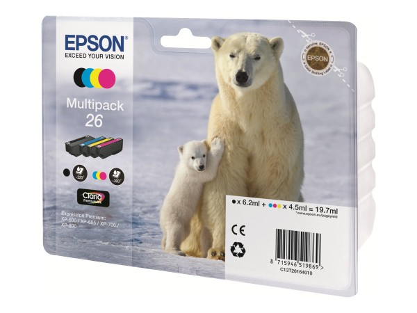 EPSON EPSON 26 Multipack 4er Pack Schwarz, Gelb, Cyan, Magenta Tintenpatrone