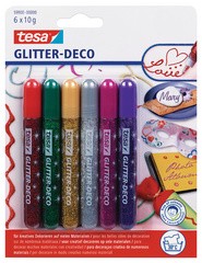 tesa Glitzerkleber "Glitter Deko" Tube, Inhalt: 6 x 10 g