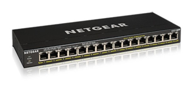 NETGEAR GS316PP unmngd 16port Gigabit Ethern high perfrmnc PoE+switch, 183W GS316PP-100EUS