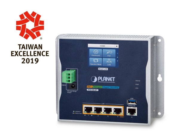 PLANET TECHNOLOGY IP30 Industrial Wall-mount Gigabit Router WGR-500-4PV