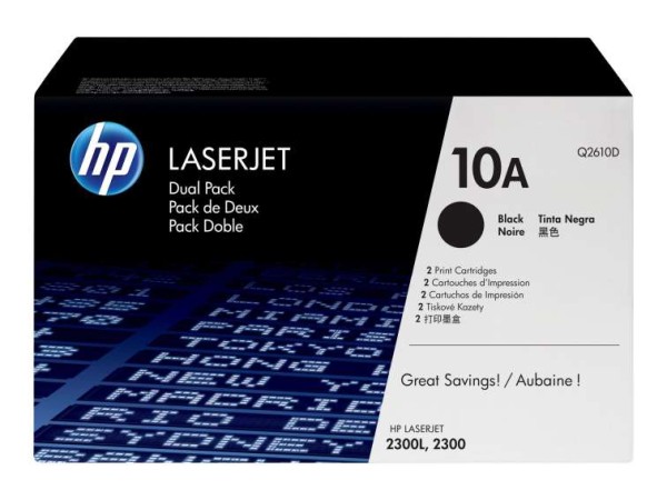 HP 10A 2er Pack Schwarz LaserJet Tonerpatrone (Q2610D) Q2610D