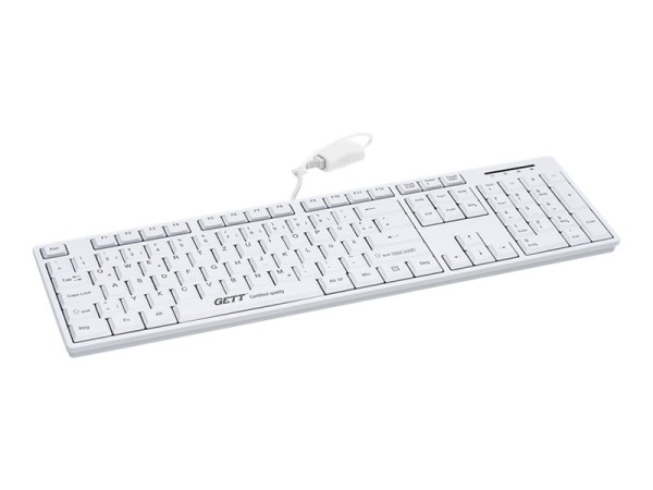 GETT GETT GCQ CleanType Easy Basic USB spritzwasserdicht antimikrobielle Oberflaeche weiss 105 Tasten(DE)