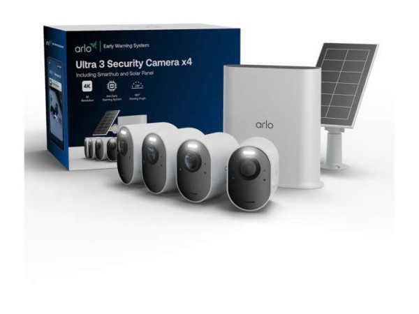 ARLO Ultra 3 Security Camera 4-cam kit + Solar Panel VMC5450-111EUS