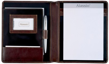 Alassio Schreibmappe "MONACO", A5, Leder, dunkelbraun-antik