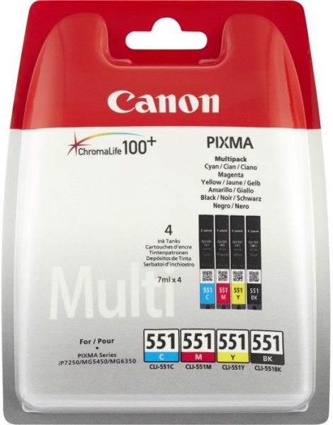 Canon CLI-551 C/M/Y/BK Multipack - Tintenpatrone Original - Schwarz, Cyan, Magenta, Yellow - 7 ml
