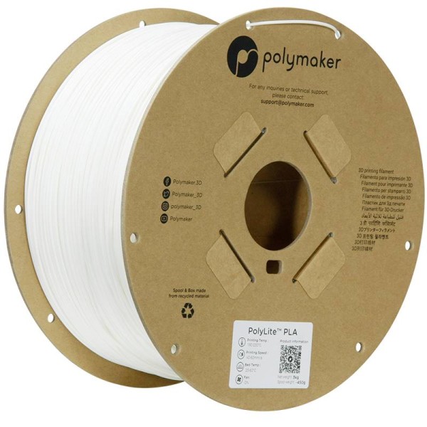 POLYMAKER POLYMAKER PA02036 Filament PLA hohe Steifigkeit, hohe Zugfestigkeit 1.75 mm 3000 g Weiß PolyLit