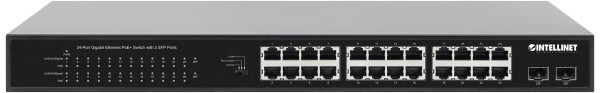 INTELLINET INTELLINET 24Port Gigabit PoE+ Switch 2x1G SFP 370 W