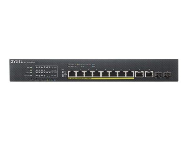 ZYXEL 8-port Multi-Gigabit Smart Managed PoE++ Switch 375Watt 802.3BT, 2 x XS1930-12HP-ZZ0101F