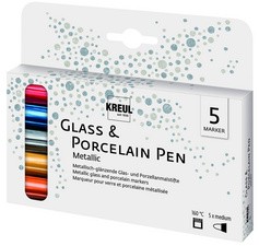 KREUL Glass & Porcelain Pen Metallic, 5er-Set