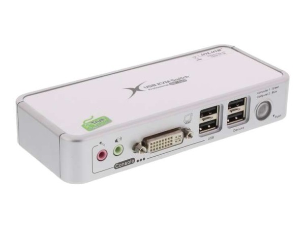 INLINE KVM Switch, InLine®, DVI, 2-fach, USB, mit Audio & Mic 61602C
