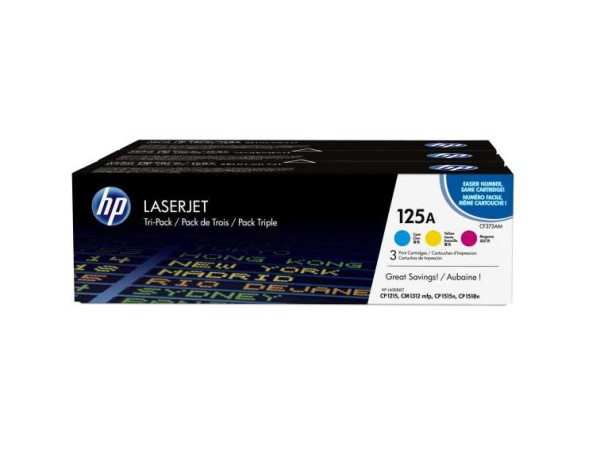 HP 125A Tri pack 3er Pack Gelb, Cyan, Magenta LaserJet Tonerpatrone (CE259A CF373AM
