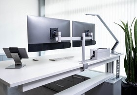 DURABLE Monitorhalterung, für 2 Monitore, Tischführung