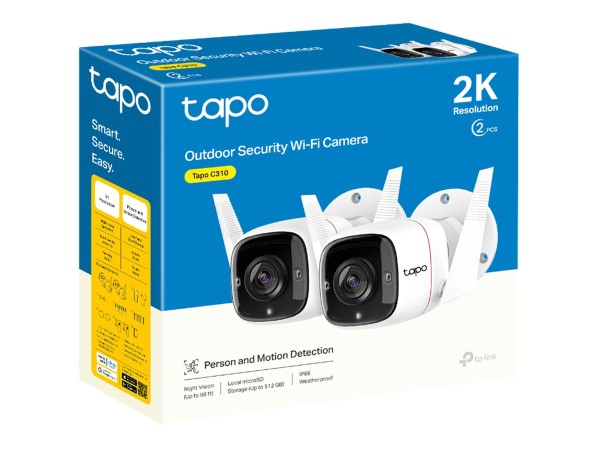 TP-LINK TP-LINK Tapo C310P2 WLAN Überwachungskamera Set 2K (2304x1296), 3MP, IP66 Wetterschutz, 30m