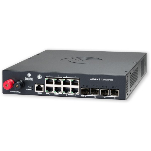 CAMBIUM NETWORKS CAMBIUM NETWORKS cnMatrix TX 1012-P-DC - 170W POE Switch 8 x 1gbps & 4 SFP+ - Switch - 1 Gbps