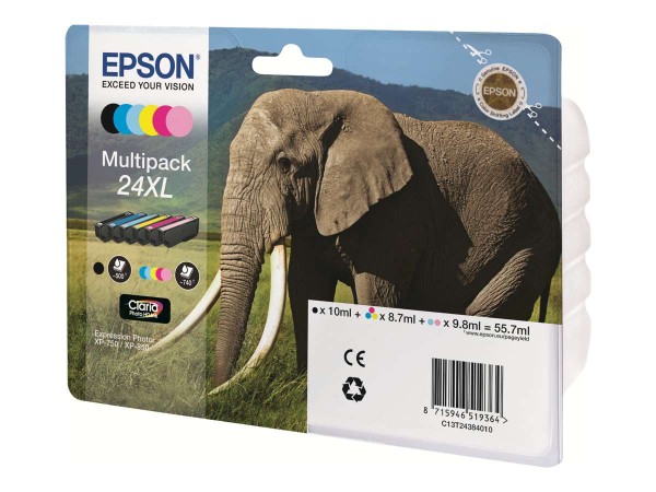 EPSON 24 Multipack 6er Pack Schwarz, Gelb, Cyan, Magenta, hell Magenta, hel C13T24284010