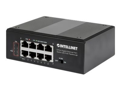 INTELLINET INTELLINET 8-Port PoE+ Gb Switch PoE-Passthrough 1xPD PoE 95W Eingangsstrom 7x PSE PoE Strombudget b