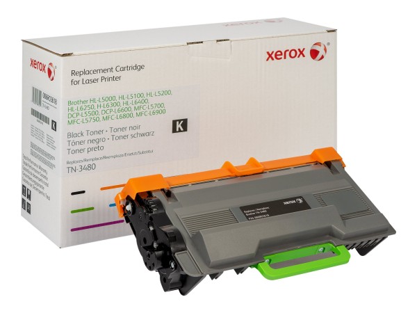 Xerox Tonerpatrone Schwarz. Entspricht Brother TN3480. Mit Brother DCP-L5500 - DCP-L6600 - HL-L5000 - L5100 - L5200 - L6250 - L6300 - L6400 - MFC-L5700 - L5750 - L6800 - L6900 kompatibel - 8000 Seiten - Schwarz - 1 Stück(e)