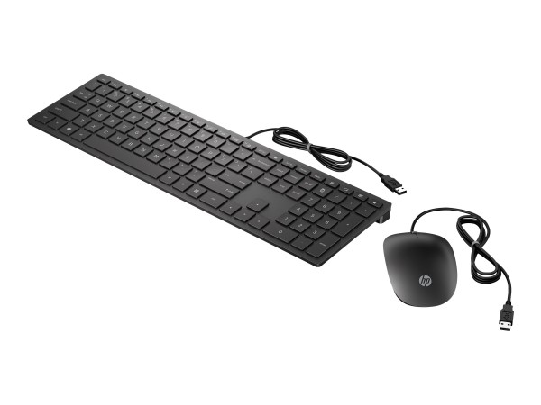 HP Pavilion 400 - Keyboard and mouse set - USB - English QWERTY - jet black 4CE97AA#ABB