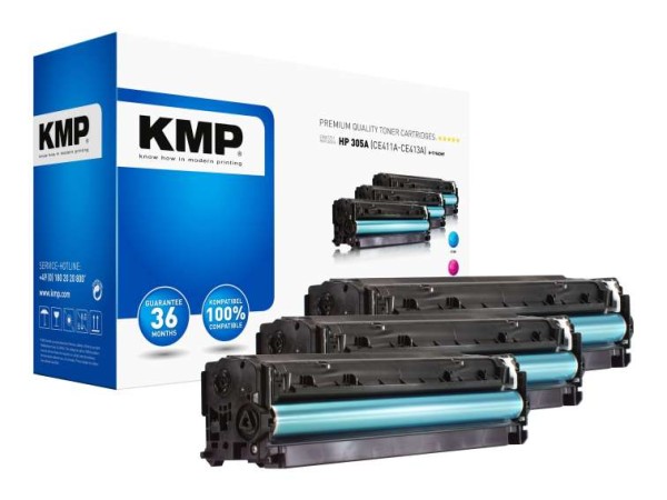 KMP H-T196CMY Toner Multipack Cyan Magenta Gelb zu HP 305A 1233,0030