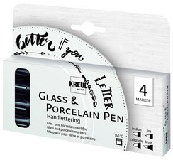 KREUL Glass & Porcelain Pen Handlettering, 4er-Set