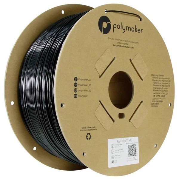 POLYMAKER POLYMAKER PC02007 Filament PC (Polycarbonat) schlagfest, hitzebeständig 1.75 mm 3000 g Schwarz