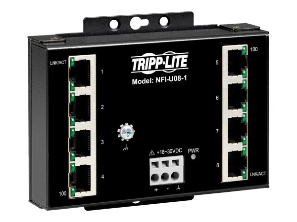 EATON EATON TRIPPLITE 8-Port Unmanaged Fast Industrial Ethernet Switch - 10/100mbps Ruggedized -40 to 75 C