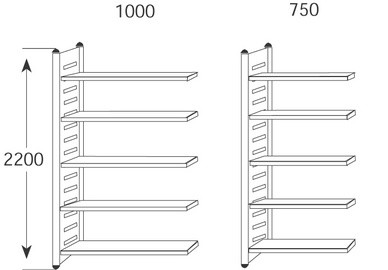 kerkmann Regalfeld "M2", 5 Böden, (B)750 x (H)2.200 mm