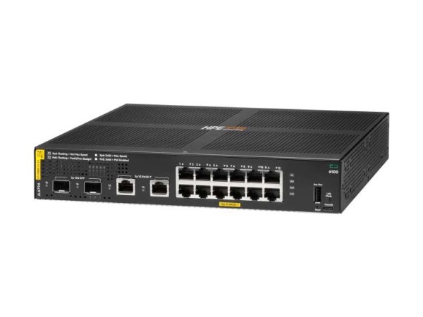 HPE Aruba 6100 12G Class4 PoE 2G/2SFP+ 139W Switch JL679A