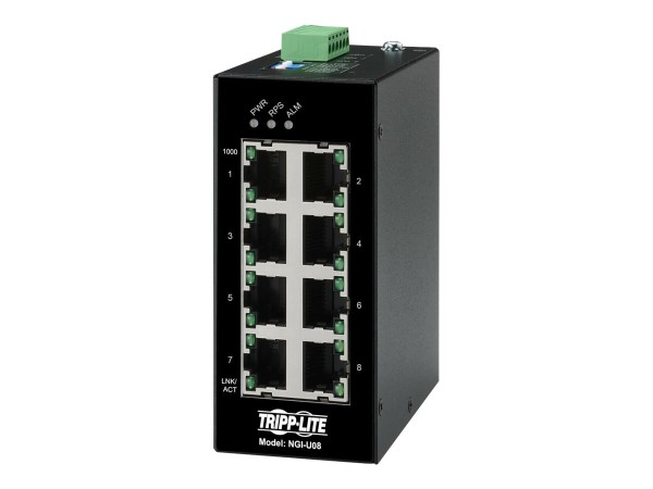 EATON TRIPPLITE 8-Port Unmanaged Industrial Gigabit Ethernet Switch - 10/10 NGI-U08