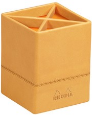RHODIA Stifteköcher, aus Kunstleder, orange