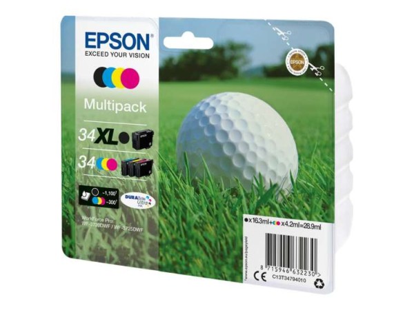 EPSON 34 Multipack 4er Pack Schwarz, Gelb, Cyan, Magenta Tintenpatrone C13T34794010