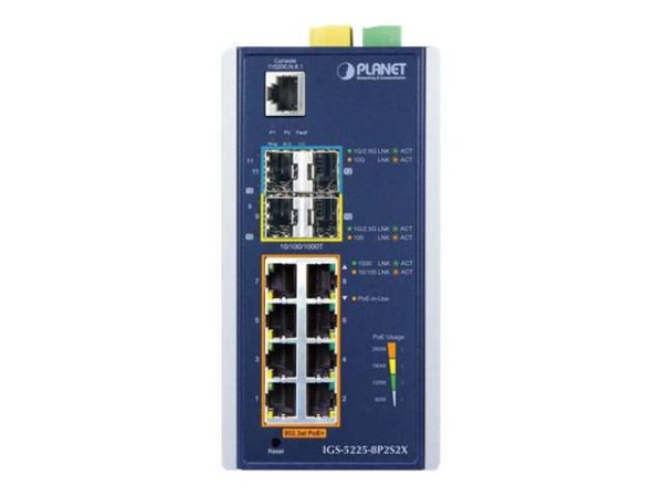 PLANET TECHNOLOGY PLANET Industrial L2+ 8-Port 10/100/1000T 802.3at PoE + IGS-5225-8P2S2X