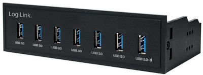 LogiLink 5,25" USB 3.0 Hub mit Schnellladeport, 7-Port