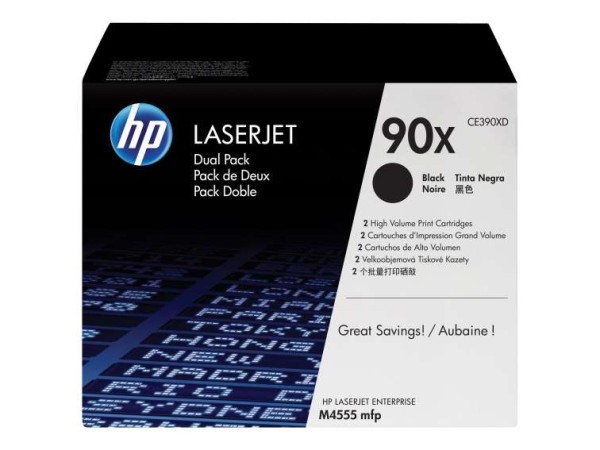 HP 90X 2er Pack Schwarz LaserJet Tonerpatrone (CE390XD) CE390XD