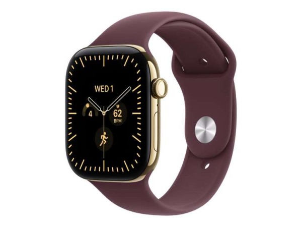 APPLE Watch S12 Titan Brillantgold Cellular 46mm (Sportarmband burgunder) M MJGT4ZR/A