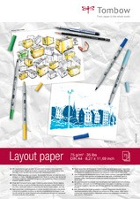 Tombow Layoutblock, DIN A4, blanko, 75 g/qm, weiß