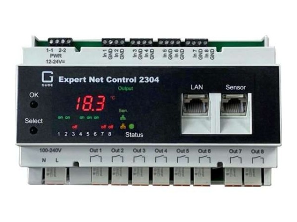 GUDE 2304-1 Remote I/O 8xIn 8xOut 1xSensorport Hutschiene DIN Rail 2304-1