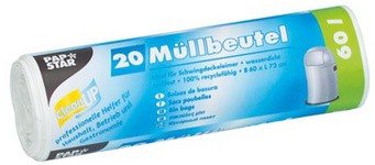 STARPAK Mülleimerbeutel HDPE, 60 Liter, weiß