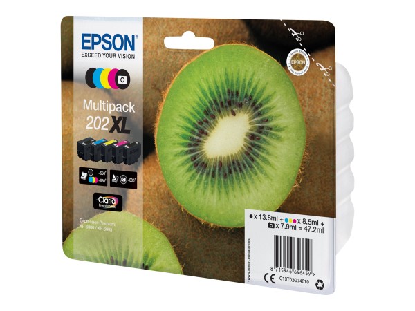 EPSON 202XL Multipack 5er Pack XL Schwarz, Gelb, Cyan, Magenta, Photo schwa C13T02G74020