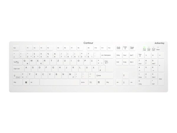 CONTOUR CONTOUR ACTIVE KEY Flat Profile Wireless Hygiene Desktop Keyboard Fully Sealed White