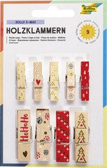 folia Holzklammern mit Druck "XMas I"