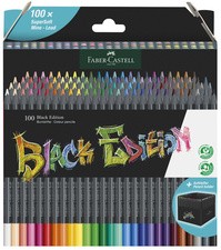 FABER-CASTELL Dreikant-Buntstifte Black Edition, 12er Etui