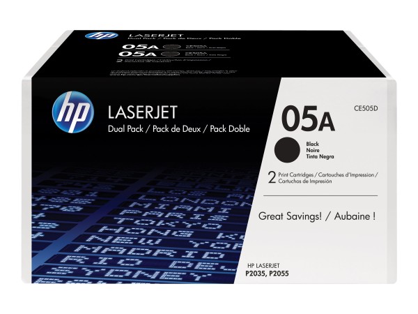 HP HP 05A 2er Pack Schwarz LaserJet Tonerpatrone (CE505D)
