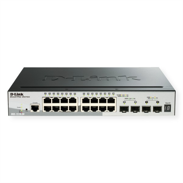 D-LINK 20-Port Smart Managed Gigabit Stack Switch 2x 10G, dlink|green 3.0 DGS-1510-20/E