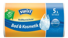 swirl Mülleimerbeutel, mit Tragegriff, transparent, 5 Liter