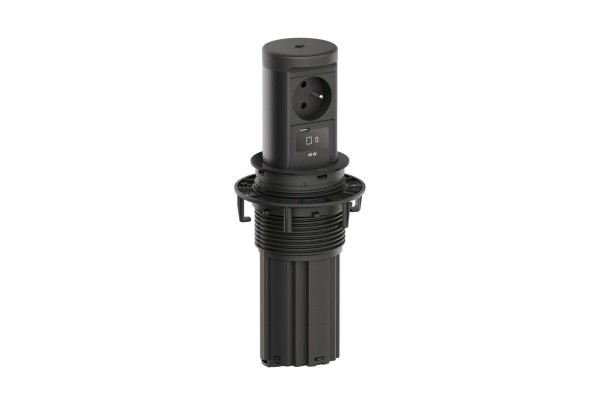 BACHMANN ELEVATOR2 1xUTE 1xUSB C, Wireless Charger 15W RAL9005 0,5m ISV BM0020531