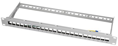 LogiLink 19" Keystone Patch Panel, geschirmt, lichtgrau