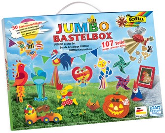 folia Bastelpapier-Koffer Jumbo, 107-teilig